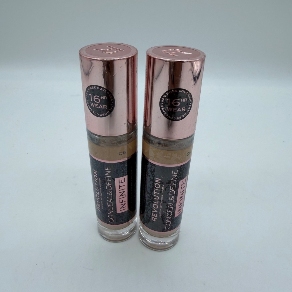 Revolution Conceal & Define Infinite Concealer C6 Lot of 2 16HR Wear 0.30oz Each